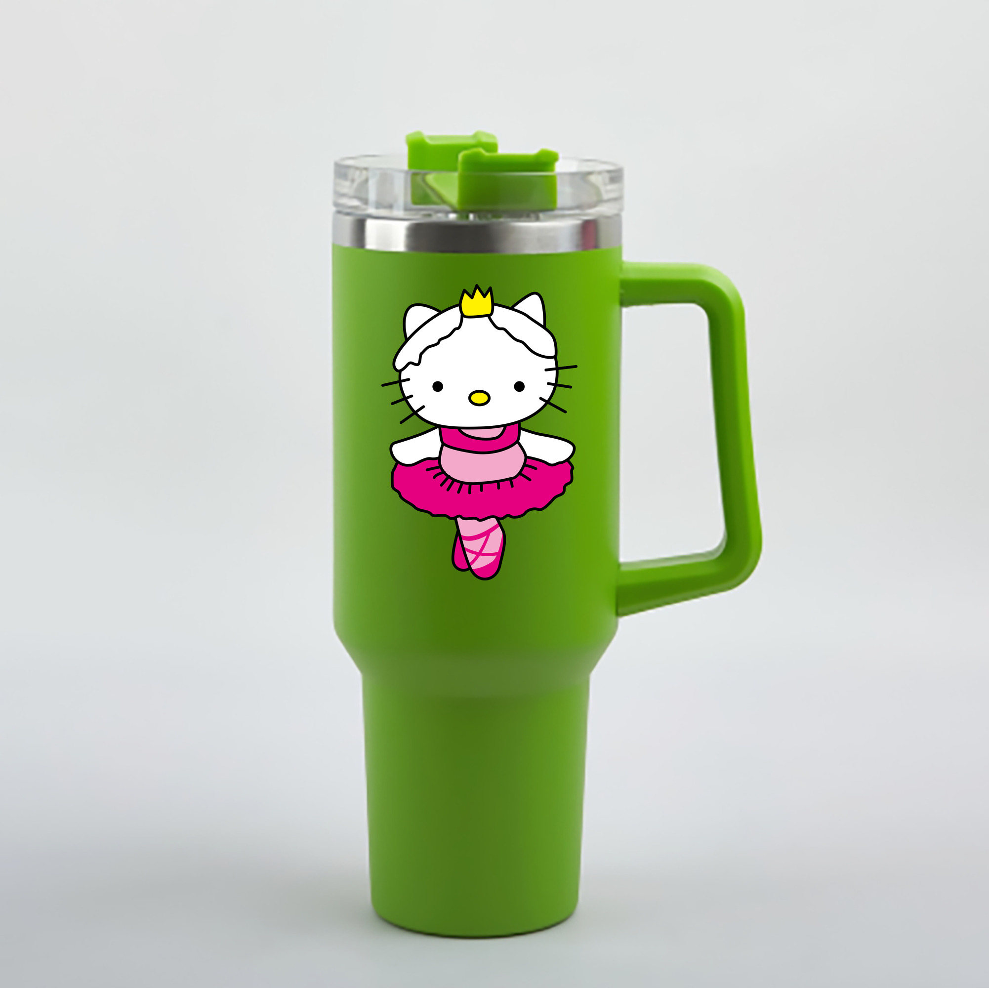 （画像用） Hello Kitty ハローキティ 1200mL車用タンブラー - クリスタルステッカー（プラスチックストロー付き）